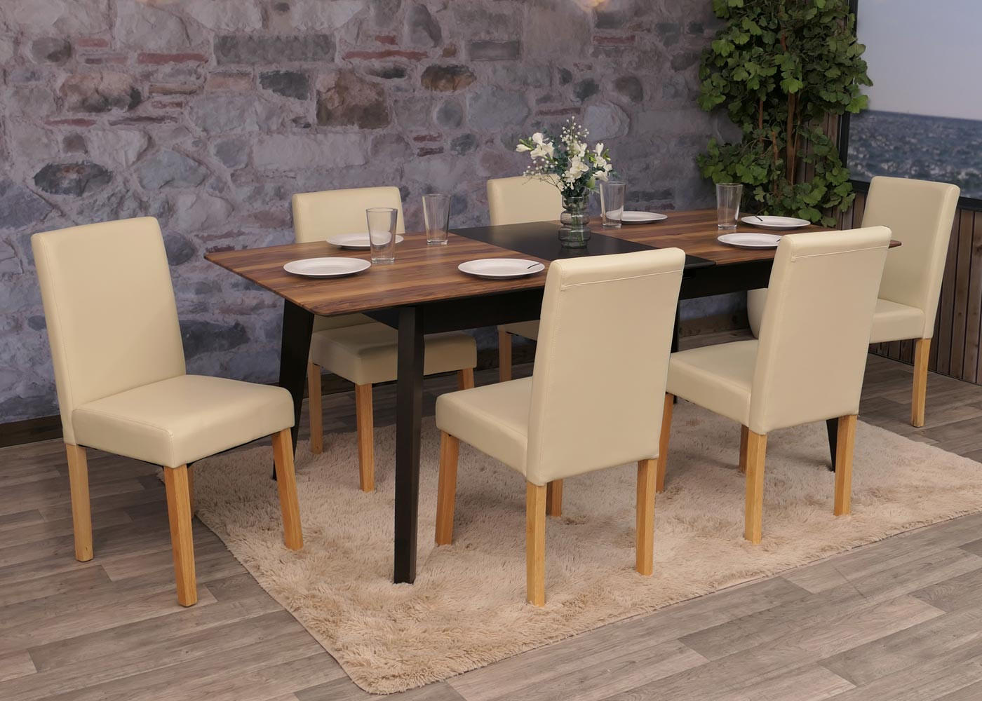 ESSZIMMERSTUHL Beige 6er-Set - Beige, Textil (43/90/56cm) - MCW