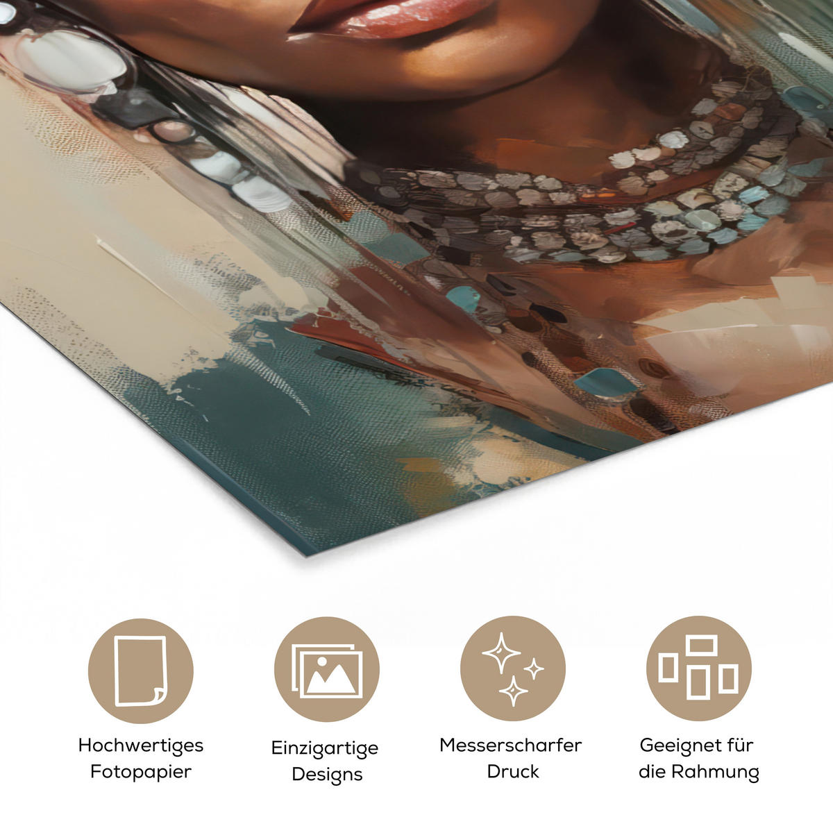 POSTER Frau - Kunst - Schmuck - Porträt 80x120 cm - Blaugrau, Papier (80/120/0.1cm) - MuchoWow