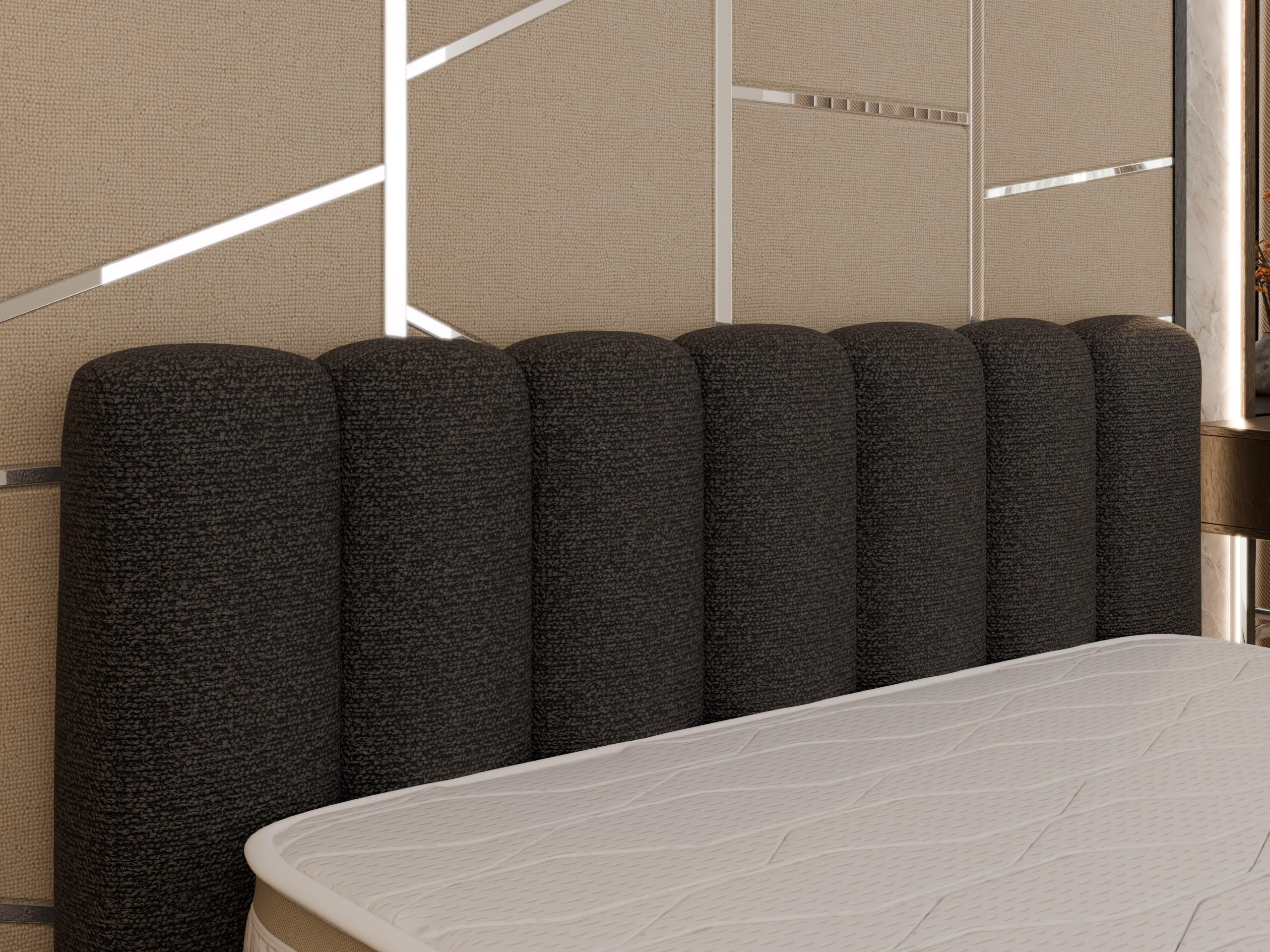 POLSTERBETT Zaira 180x200cm – Elegantes Polsterbett für modernen Wohnstil , Federkernmatratze Bonnel (18cm), schwarz - Schwarz, Holz (180/200cm) - Panda Möbel