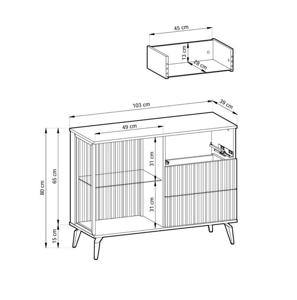 KOMMODE mit 3 Schubladen und Tür VIVIN - Nussbaumfarben, Holzwerkstoff (103/80/39cm) - Compleo24