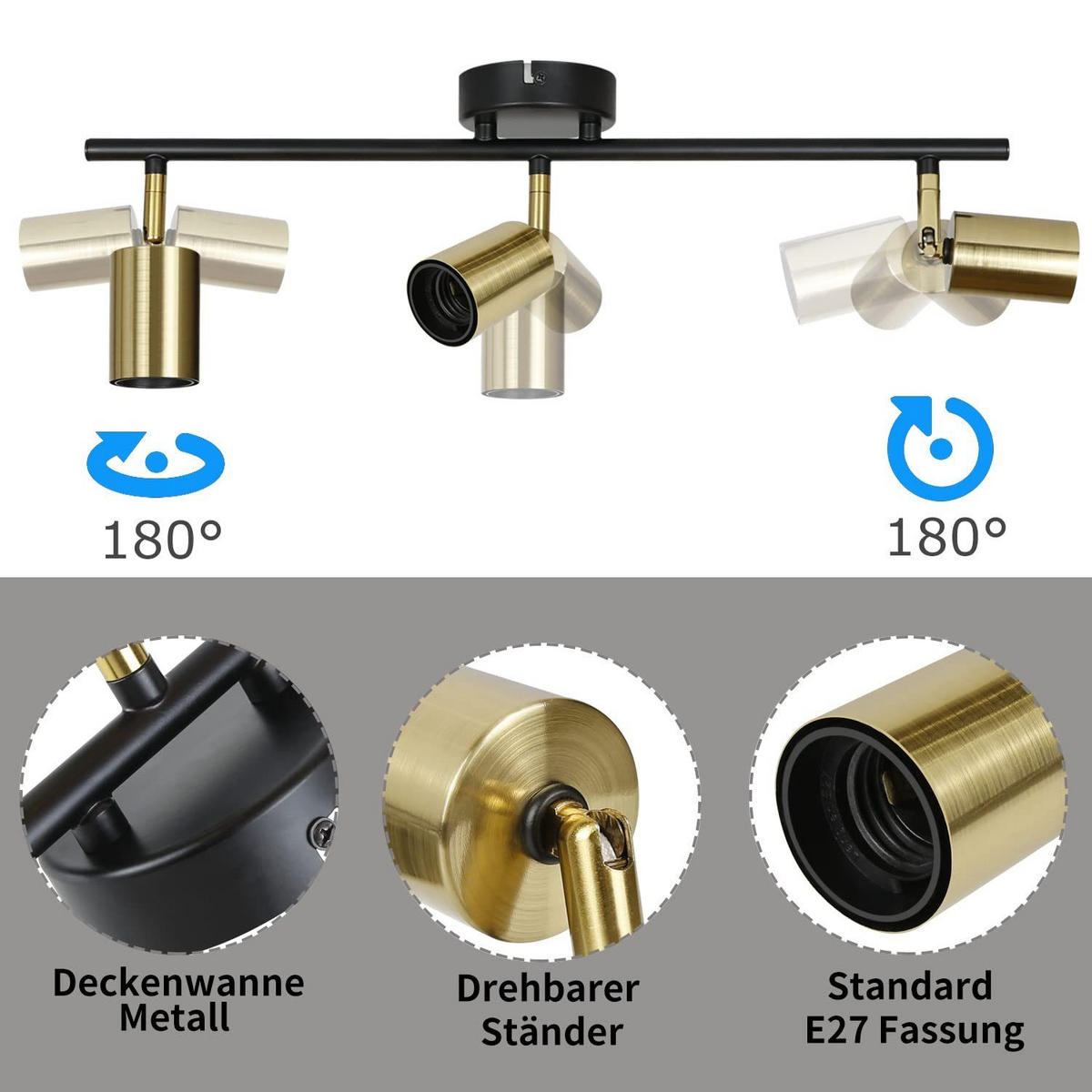 STRAHLER Nixie 3-flammig 52/4/12 cm - Goldfarben, Metall (52/4/12cm) - Nettlife