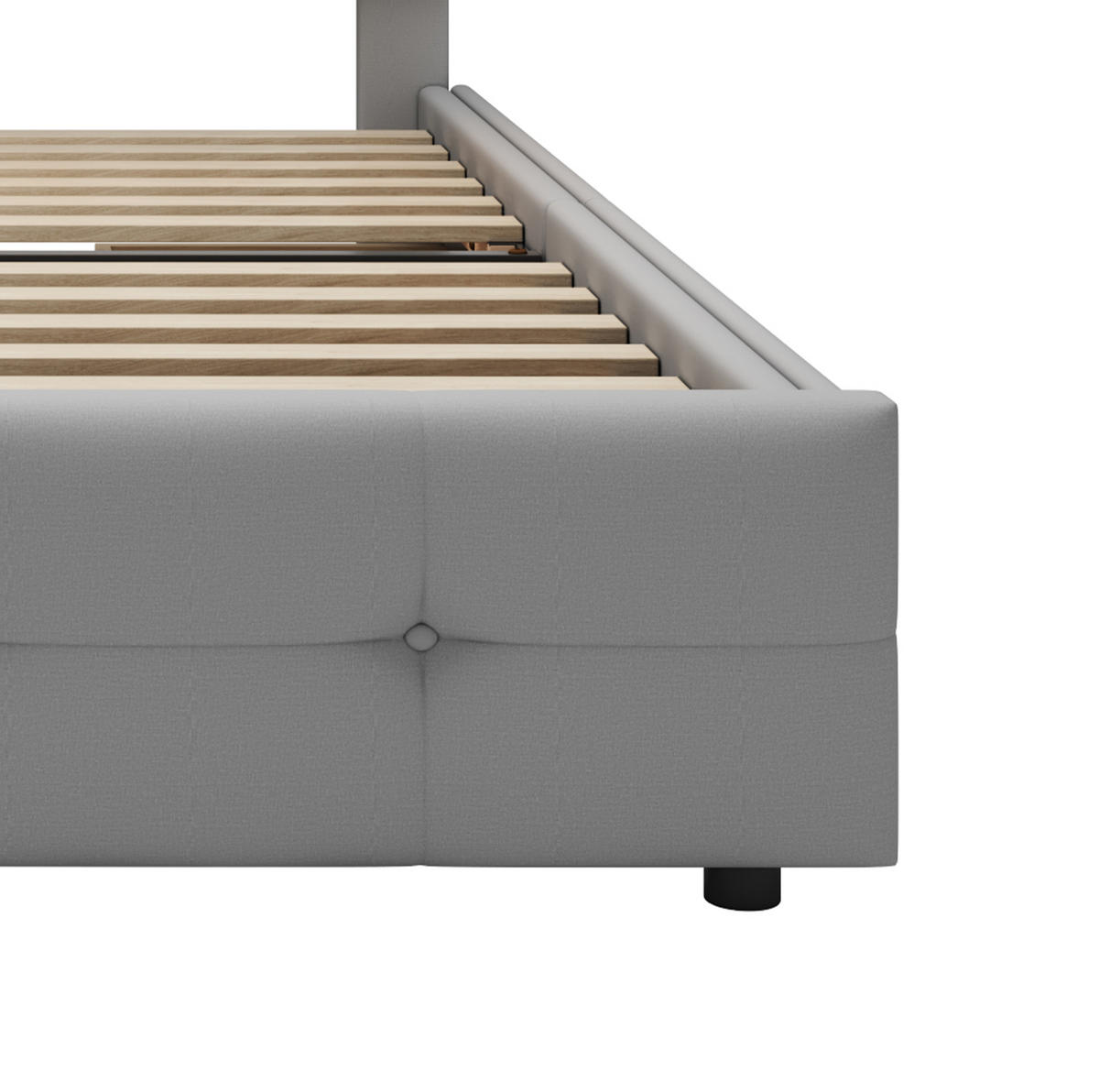 POLSTERBETT 90/200 cm Grau mit LED-Beleuchtung und 2 Schubladen - Grau, Textil (90/200cm) - Flora Grace