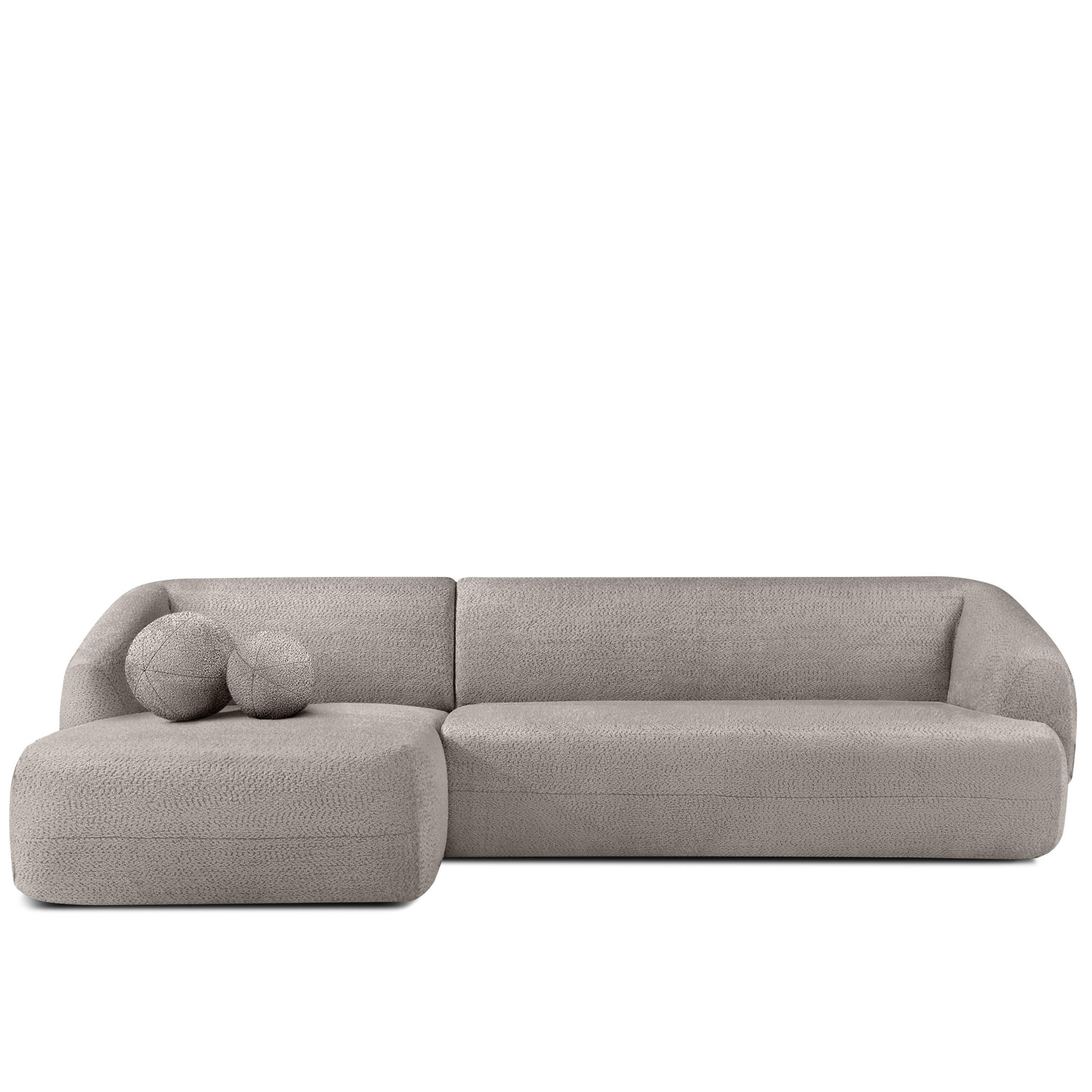ECKSOFA LINKS VIRA, Kühles Braun, Chenille - Graubraun/Schwarz, Holz/Holzwerkstoff (300/160cm) - KONSIMO®
