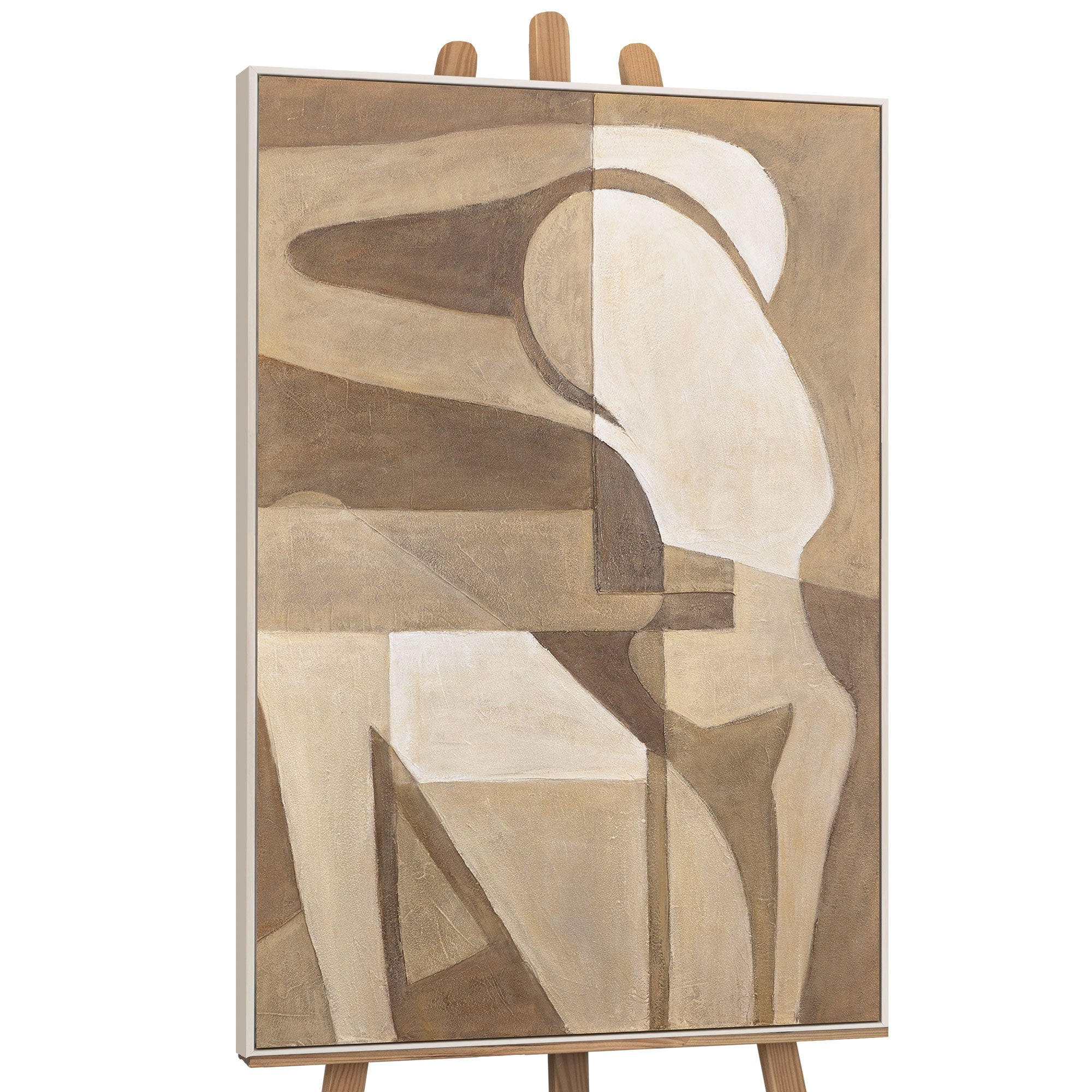 GEMÄLDE Abstrakte Zärtlichkeit Schattenfugenrahmen Beige 120x80 cm - Beige, Holz (120/80cm) - YS-art gallery