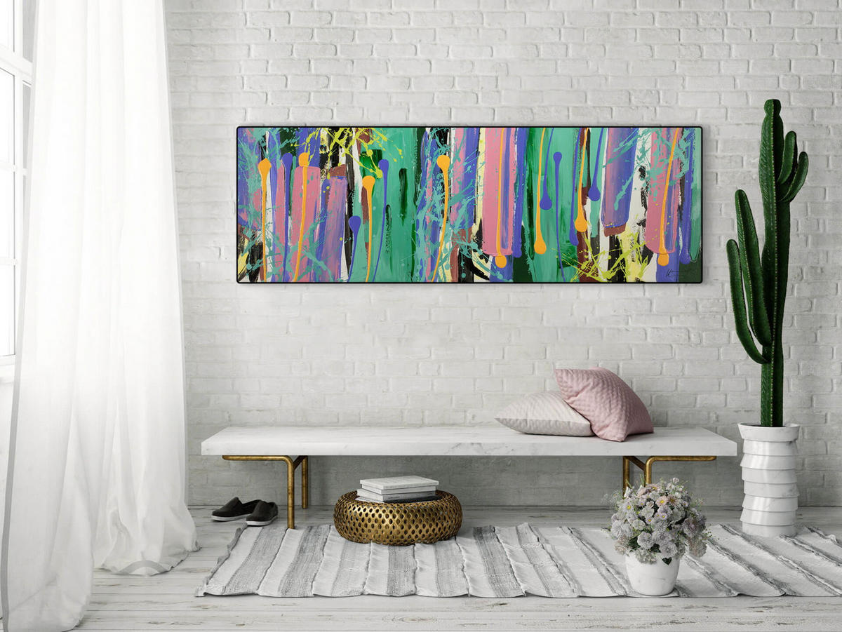 ACRYLBILD HANDGEMALT 150/50 cm - Multicolor, Holz/Textil (2/50cm) - KUNSTLOFT