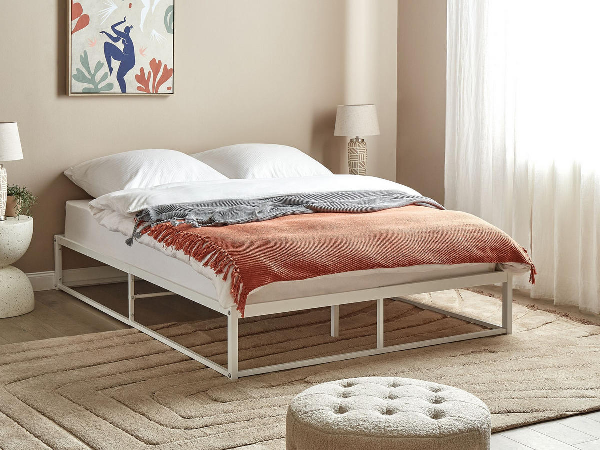 BETT mit Lattenrost 140x200 cm Weiß Viry - Weiß, Metall (140/200cm) - Beliani