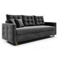 SCHLAFSOFA PETI, Sofa mit Schlaffunktion und Bettkasten, Farbe: Dunkelgrau, Veloursstoff - Dunkelgrau, Textil (217/97/87cm) - Sepro Meble