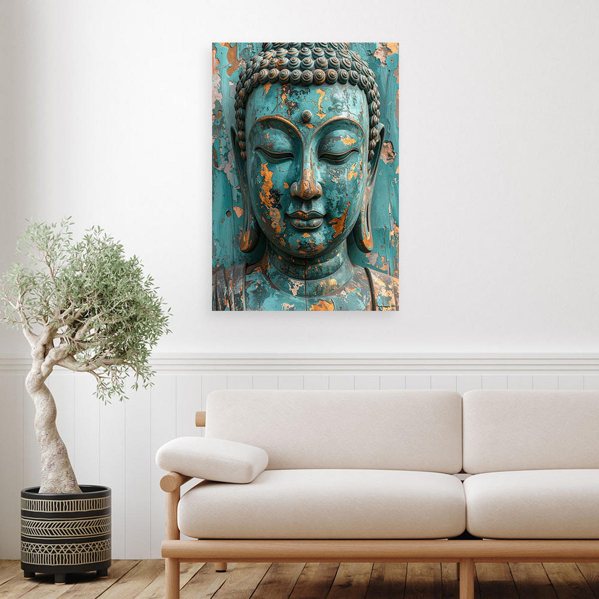 LEINWANDBILD Zen und Orientalisch 30x45cm - Türkis, Textil (30/45cm) - Feeby