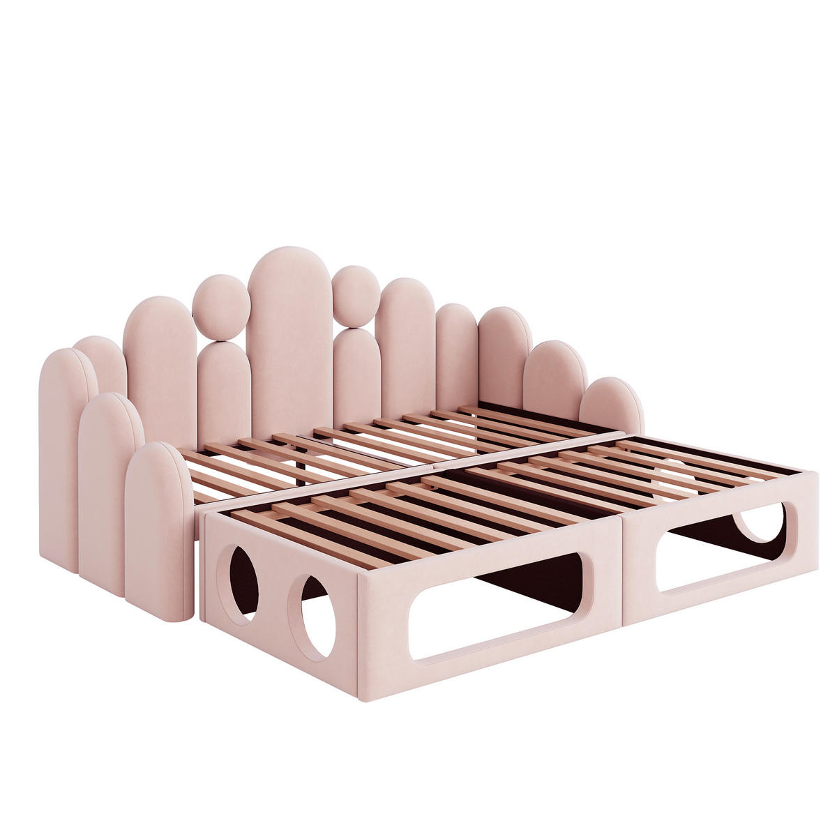 KINDERBETT 90/200 cm DE-02146, in Rosa, mit Sofa- und Haustierbett-Funktion - Pink, Holzwerkstoff (90/200cm) - ComfortXL