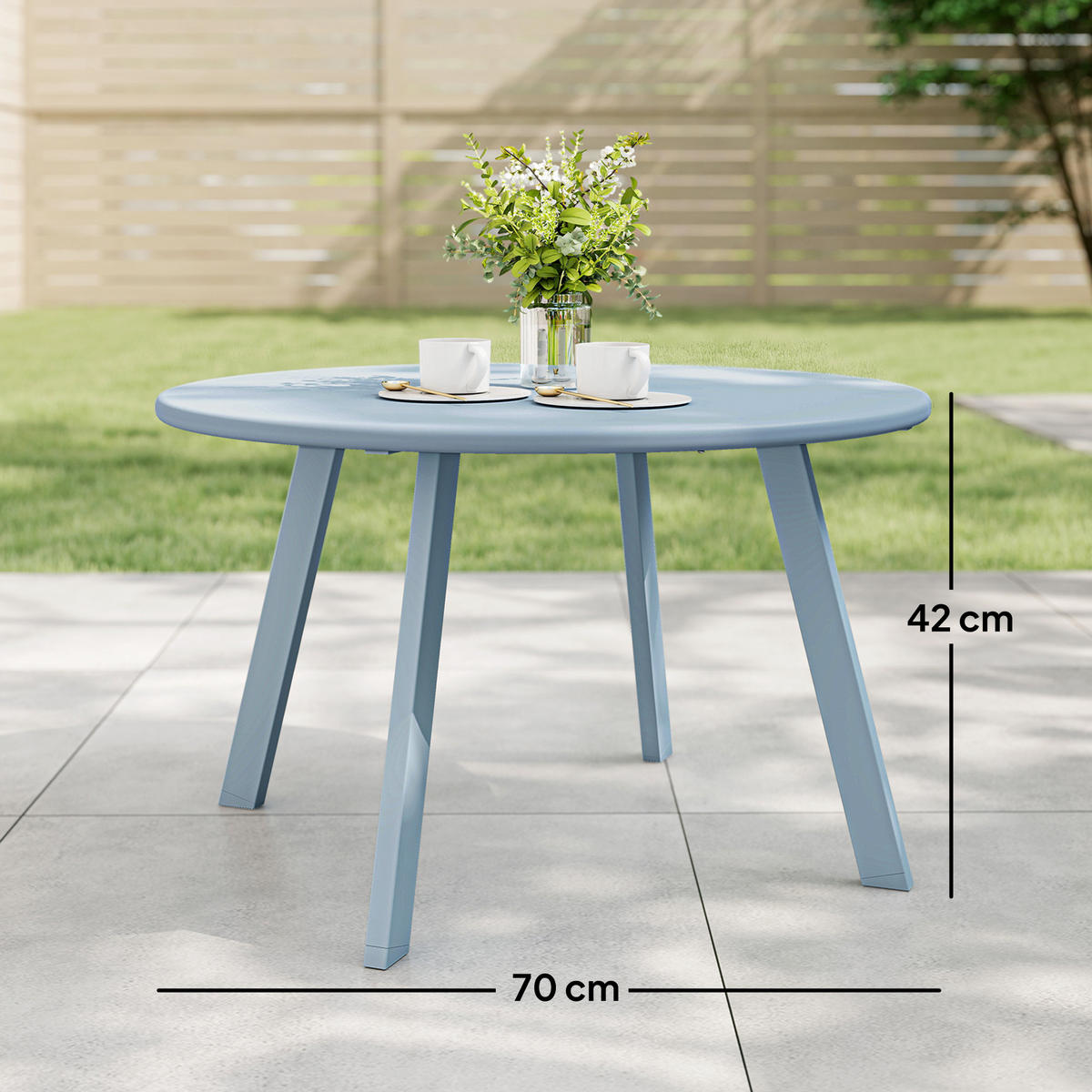 GARTENBEISTELLTISCH DE-14188 rund Ø70 cm Blau - Blau, Metall (70/70/42cm) - ComfortXL
