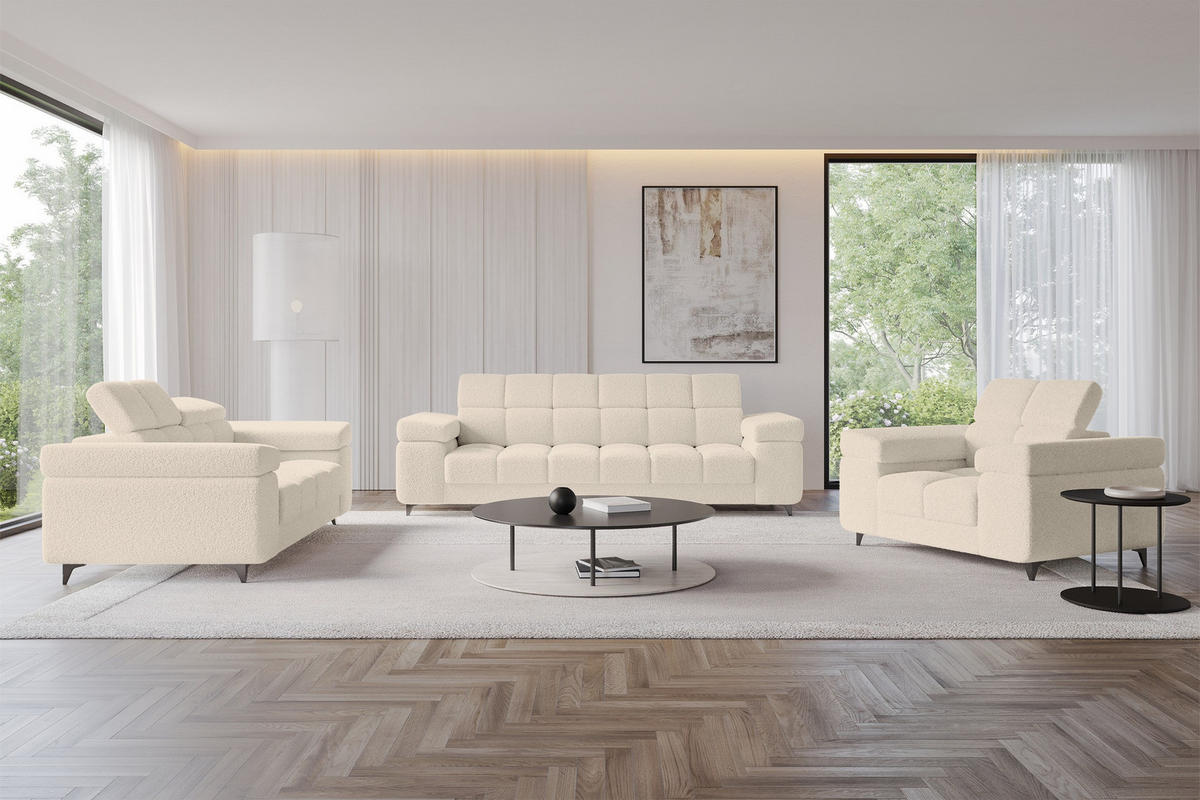 SOFA 2-Sitzer LORD-S1 194x97x90 cm Dunkelbeige Bouclé - Cappuccino, Holzwerkstoff/Textil (194/90/97cm) - ALTDECOR