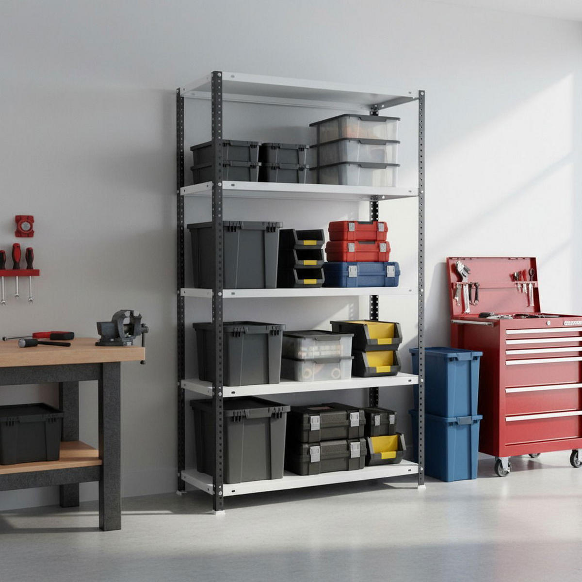 SCHRAUBREGAL PANDA TALL | HxBxT 200x100x50cm | 5 Fachböden | Fachlast 100kg | Anthrazit-Weiß - Anthrazit, Metall (100/200/50cm) - PROREGAL