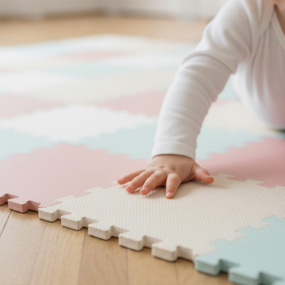 SPIELMATTE ab Null - 360/120/1 cm Puzzlematte Rosa/Beige/Weiß/Mint - Multicolor, Kunststoff (30/30cm) - Littletom