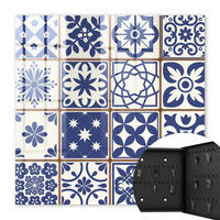 SCHLÜSSELBOX Schwarz 30x30 cm- Türöffnung nach rechts - Retro-Mosaik - Blau, Metall (30/30/5cm) - TULUP