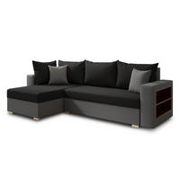 ECKSOFA Lord, Seite: Links - Schwarz/Grau, Holz/Textil (238/141cm) - Sofnet