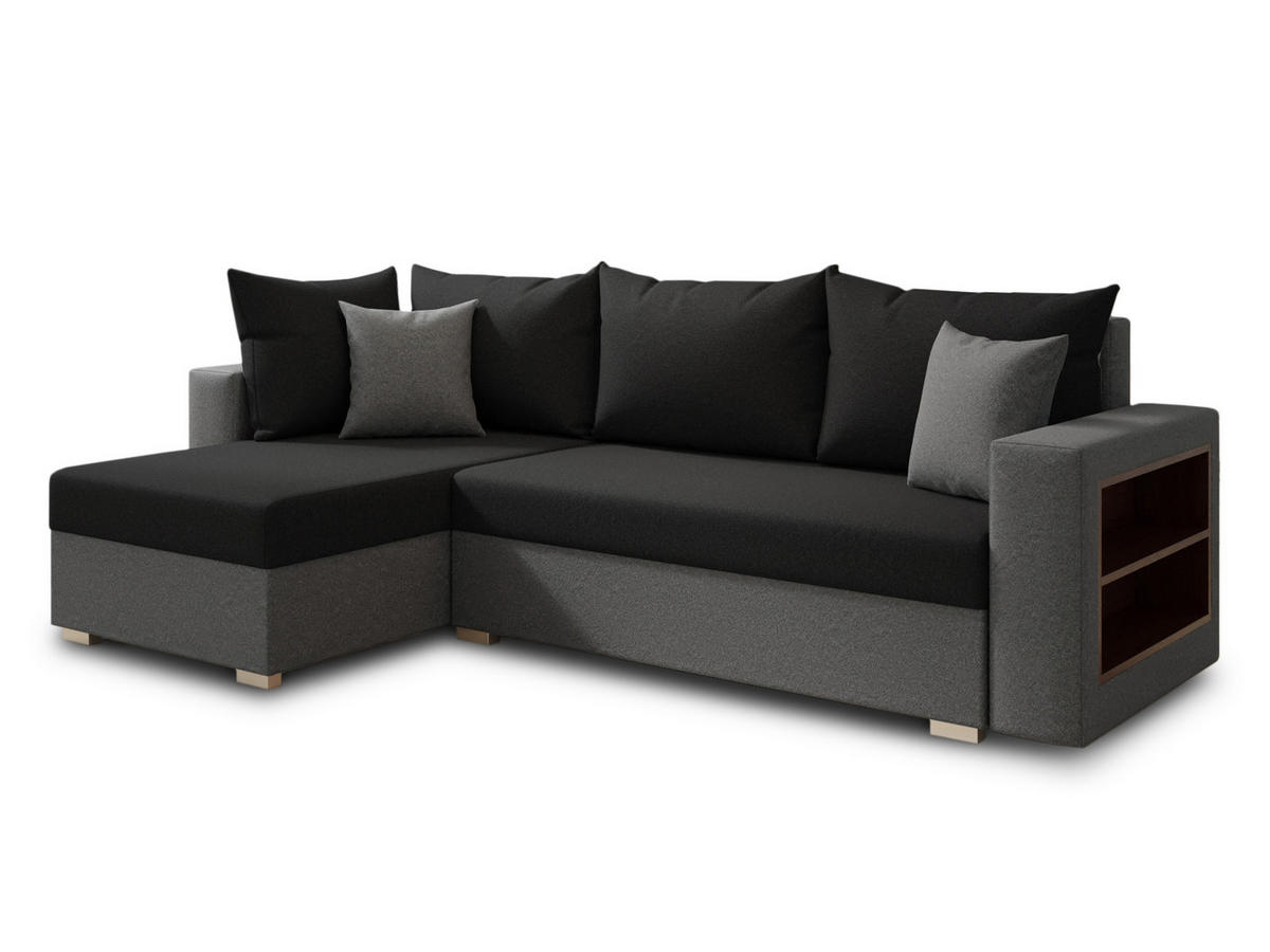 ECKSOFA Lord, Seite: Links - Schwarz/Grau, Holz/Textil (238/141cm) - Sofnet