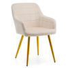 STUHL ORTE gepolstert mit Steppung - beige goldene beine - Samt Velours - Beige/Goldfarben, Textil/Metall (56/85/62cm) - NEW HOME