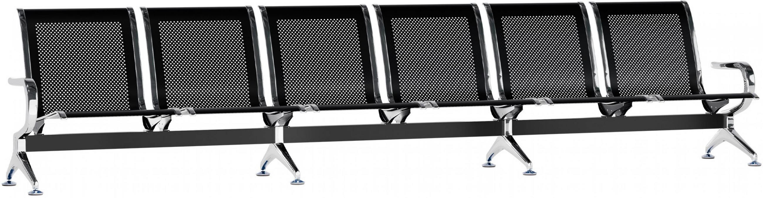 WARTEBANK Metall Schwarz - Chromfarben/Schwarz, Metall (355/80/63cm) - CLP