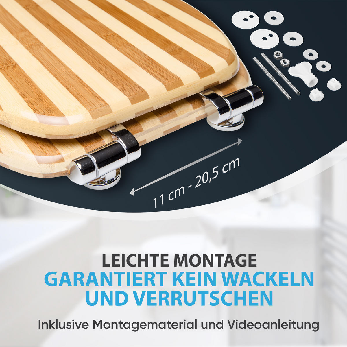 WC-SITZ Absenkautomatik Bambus Gestreift - Braun, Holzwerkstoff (38/6/47cm) - Sanilo