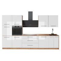 KUCHYNKA Fame-Line, Biely vysoký lesk/Dub Goldkraft, 340 cm, AP Oak - biela s vysokým leskom/dub medový, kompozitné drevo (340/206.8/60cm) - Vicco