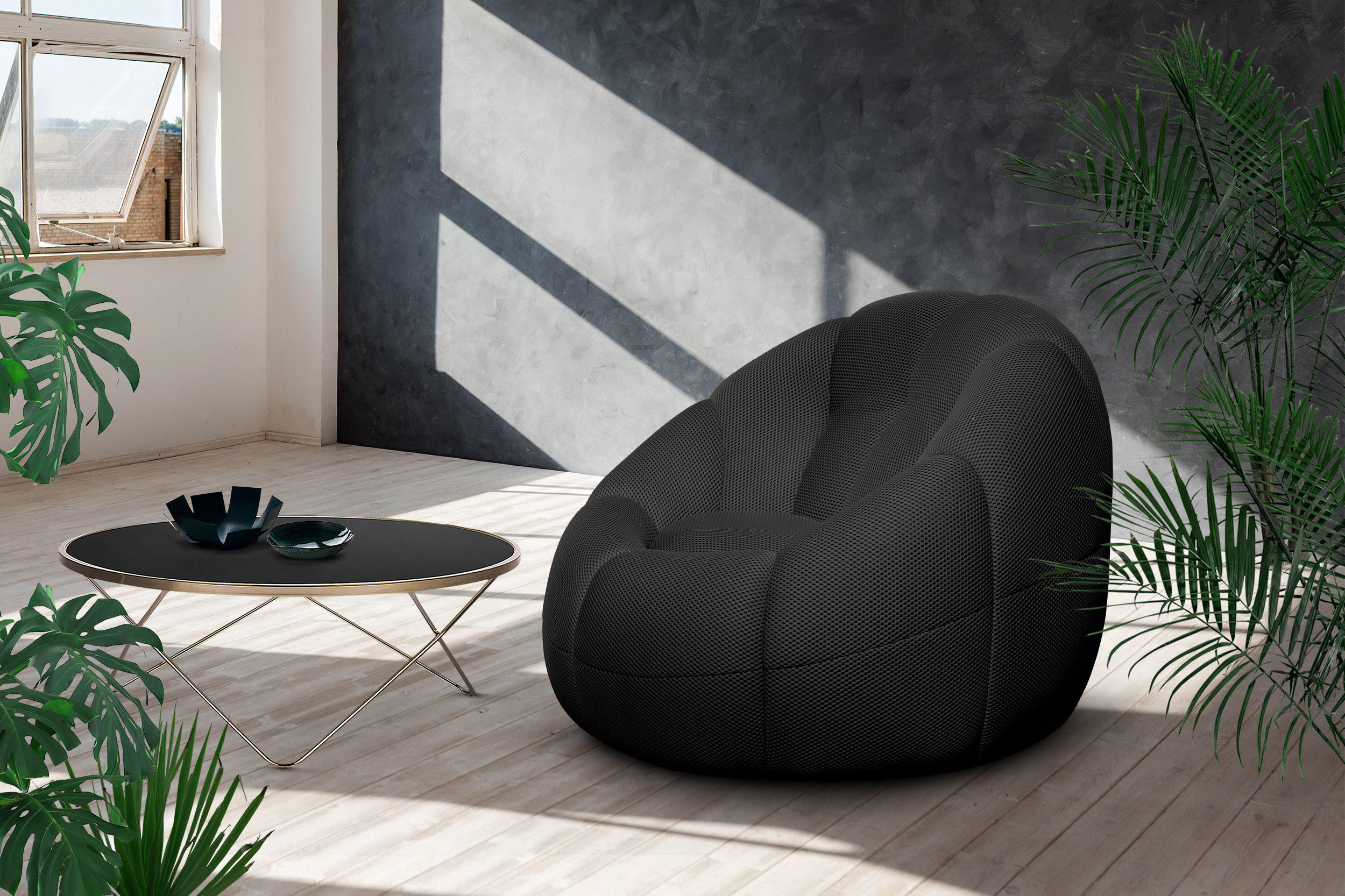 SESSEL FIGO, schwarz - Schwarz, Holzwerkstoff/Textil (104/83/104cm) - Courtois Laville