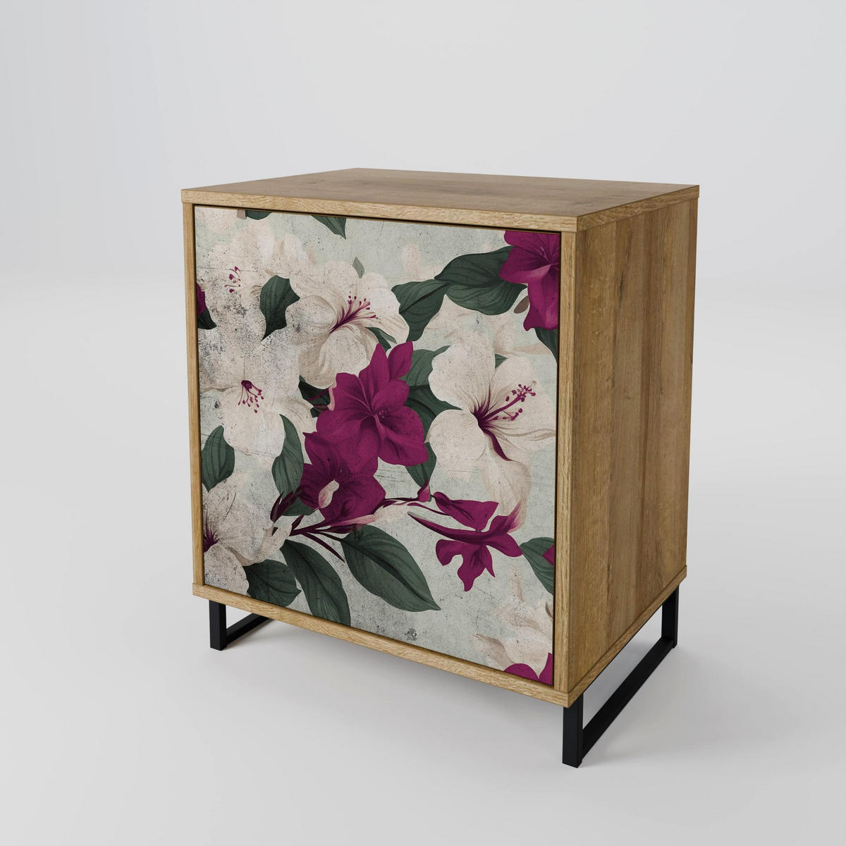 SIDEBOARD FLOWERET DREAM, Eichefarben, 57,5x42x57,5 cm, Ohne Füße - Eichefarben/Multicolor, Holzwerkstoff (57.5/57.5/42cm) - SpaceRebels