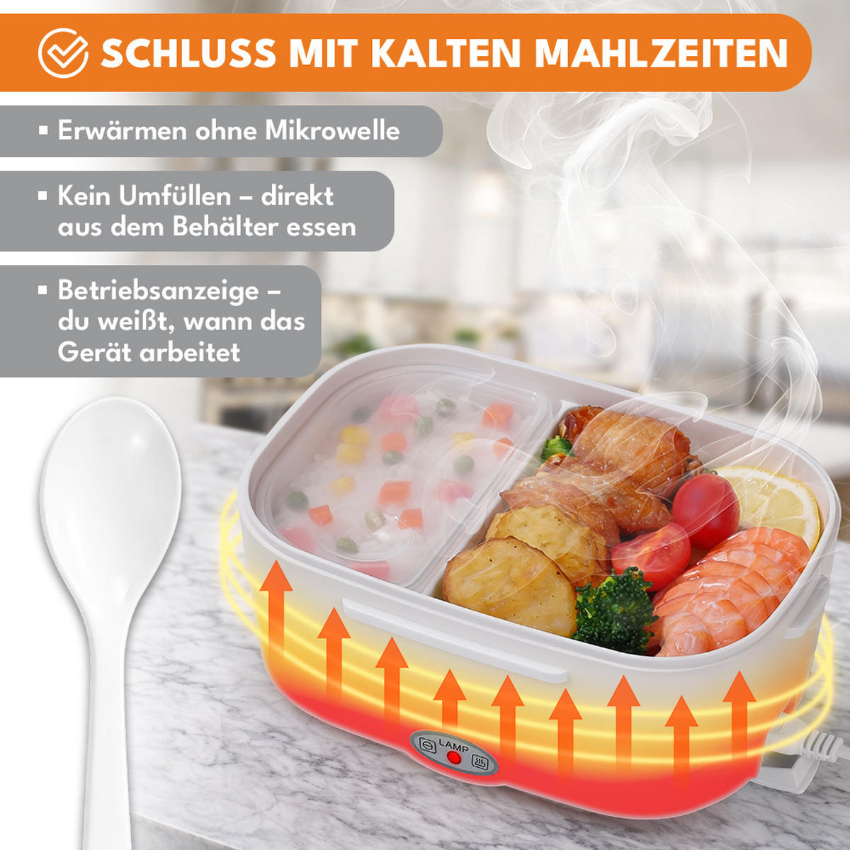 LUNCHBOX Elektrisch, Warmhaltebox für Essen - Weiß, Kunststoff (10/5/5cm) - KRUMAD