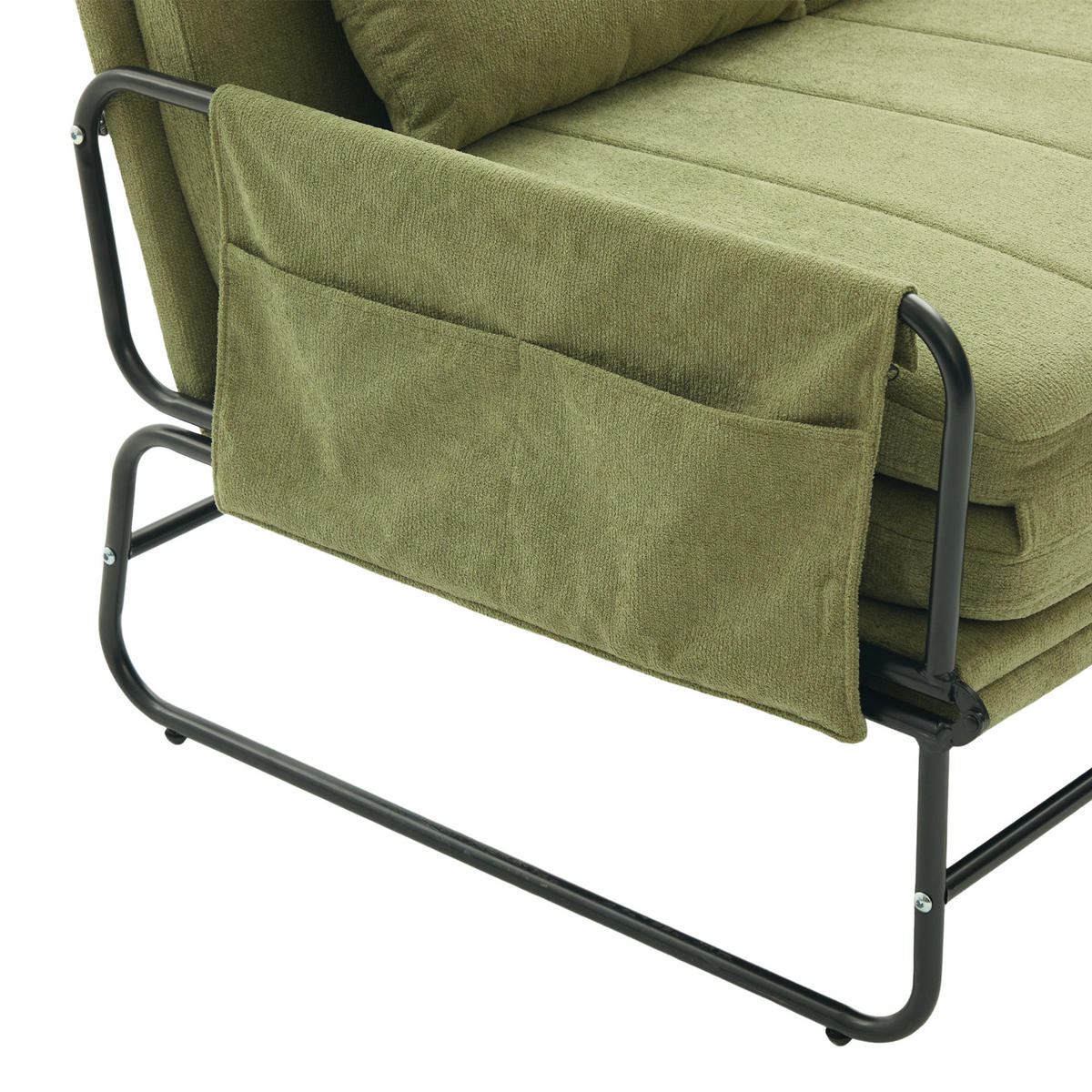 SCHLAFSOFA 2-Sitzer umbaubar mit Metallgestell, DE-42601, Grün - Olivgrün, Metall (104/92/85cm) - ComfortXL