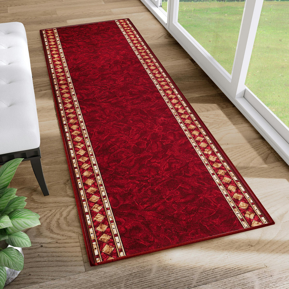 TEPPICHLÄUFER Anti-Rutsch Rot rutschfest Gummiunterlage 67/600 cm - Rot, Textil (67/600cm) - Tapiso