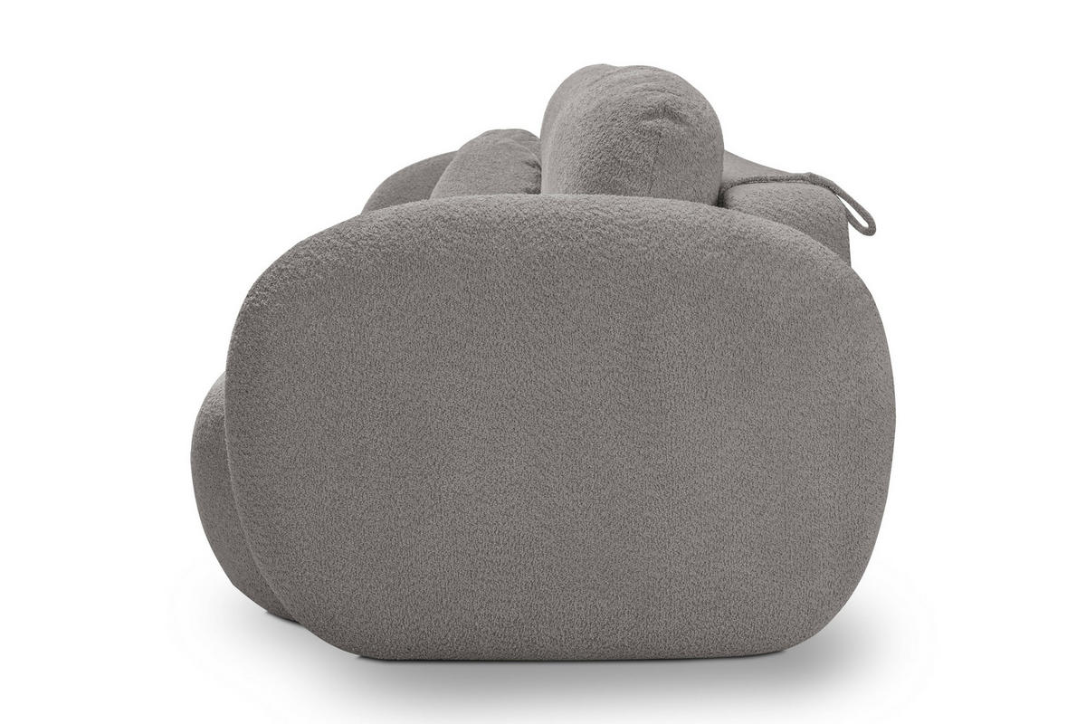 BETTSOFA AMICO Grau Bucle-Stoff mit Schlaffunktion - Grau, Holz (238/86.5/101cm) - MASSENO