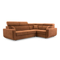 ECKSOFA RENO Orange Plüsch-Stoff mit Schlaffunktion - Orange, Holz (263/184cm) - MASSENO