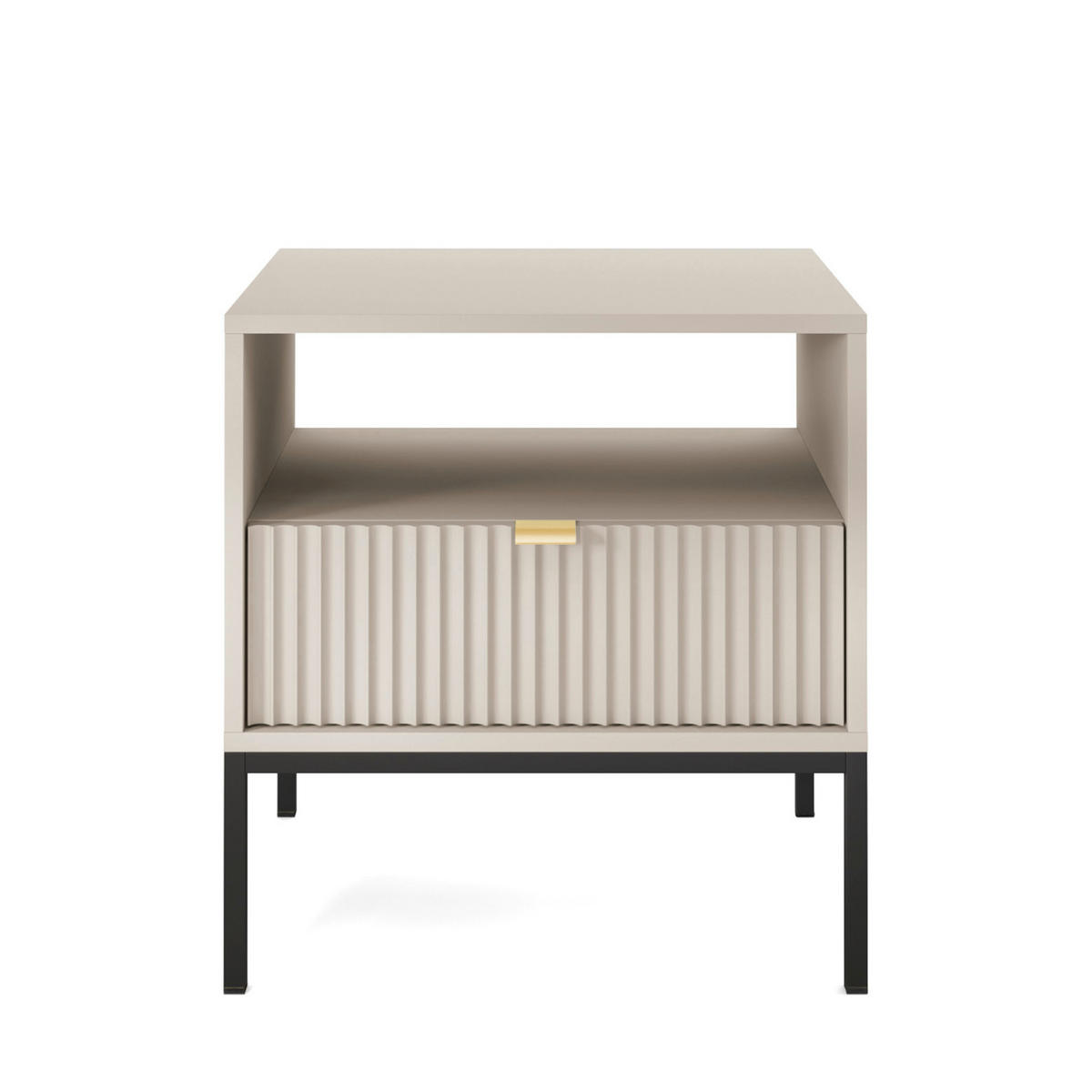 NACHTTISCH NANAIMO STO2-1S Profilierte Fronten, Kaschmir - Kaschmir, Holzwerkstoff/Kunststoff (54/56/39cm) - Komodee