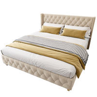 POLSTERBETT 180/200 cm hellbeige aus Samt mit Lattenrost - Beige, Textil (180/200cm) - OKMYHOME