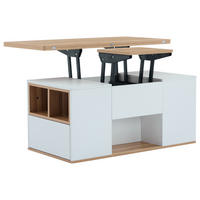 COUCHTISCH 100/51/47 cm Weiß Naturholz höhenverstellbar mit Stauraum - Weiß, Holzwerkstoff (100/51/47cm) - OKWISH