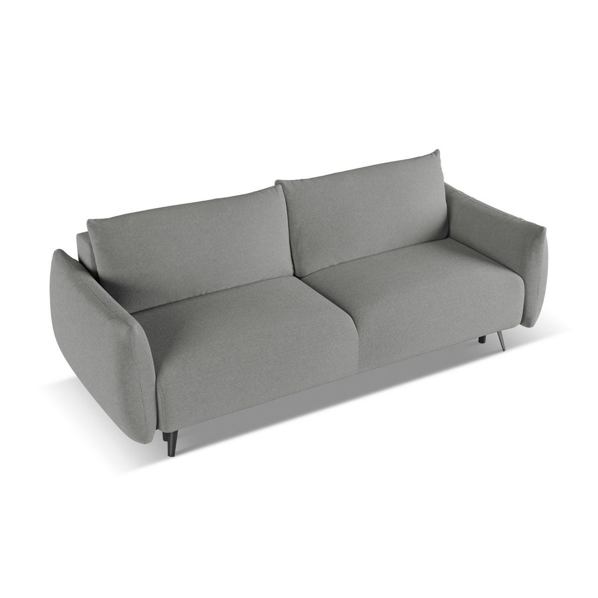 3-SITZER SOFA mit Schlaffunktion Chenille Stoff Grau - Schieferfarben/Schwarz, Textil/Metall (230/86/105cm) - LaMiaSofa