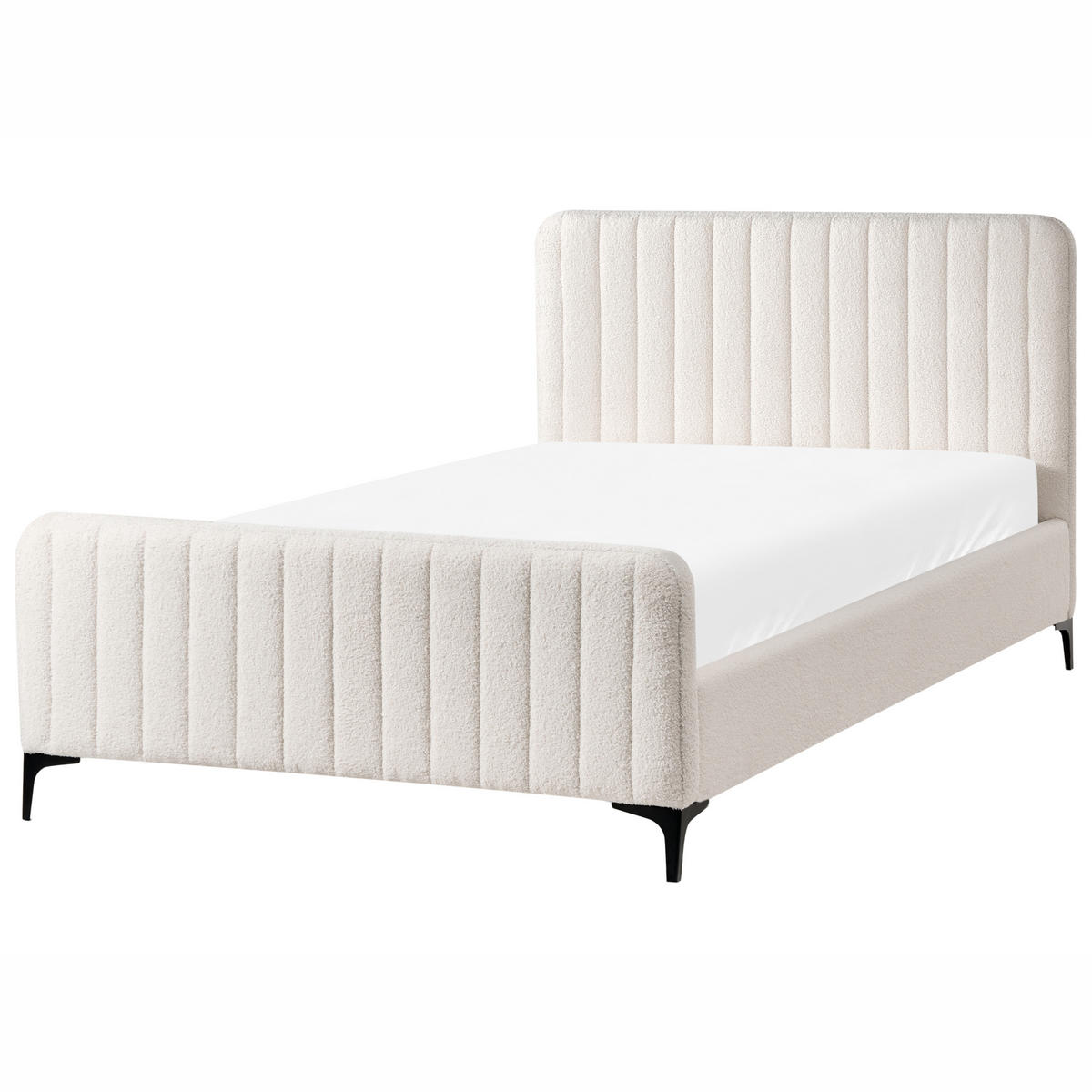 BETT mit Lattenrost 120/200 cm Cremeweiß Lunan - Schwarz/Weiß, Textil (120/200cm) - Beliani