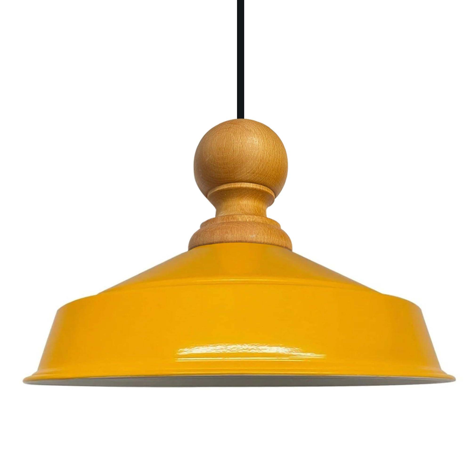 DECKENPENDELLEUCHTE Holz Asletl - Gelb, Holz/Metall (40/24cm) - Bamyum