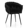 STUHL LATINA gepolstert mit Steppung - schwarz - Samt Velours - Schwarz, Textil/Metall (60/83/55cm) - NEW HOME