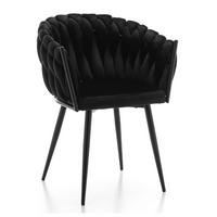 STUHL LATINA gepolstert mit Steppung - schwarz - Samt Velours - Schwarz, Textil/Metall (60/83/55cm) - NEW HOME