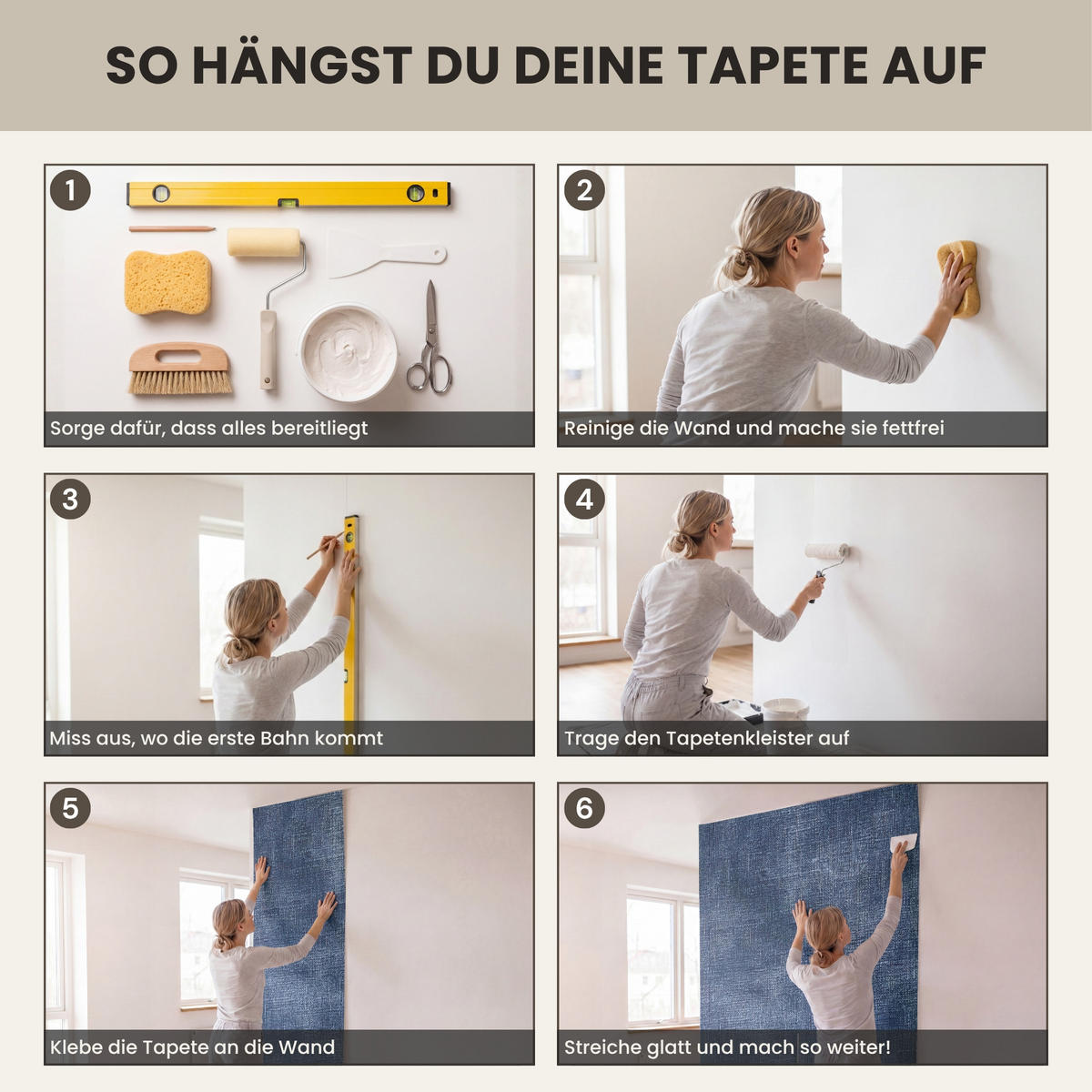 TAPETE - Leinen - Textur - Muster - Denim - Rustikal - 300x260 cm - Blau, Papier (300/260cm) - OnlyWow