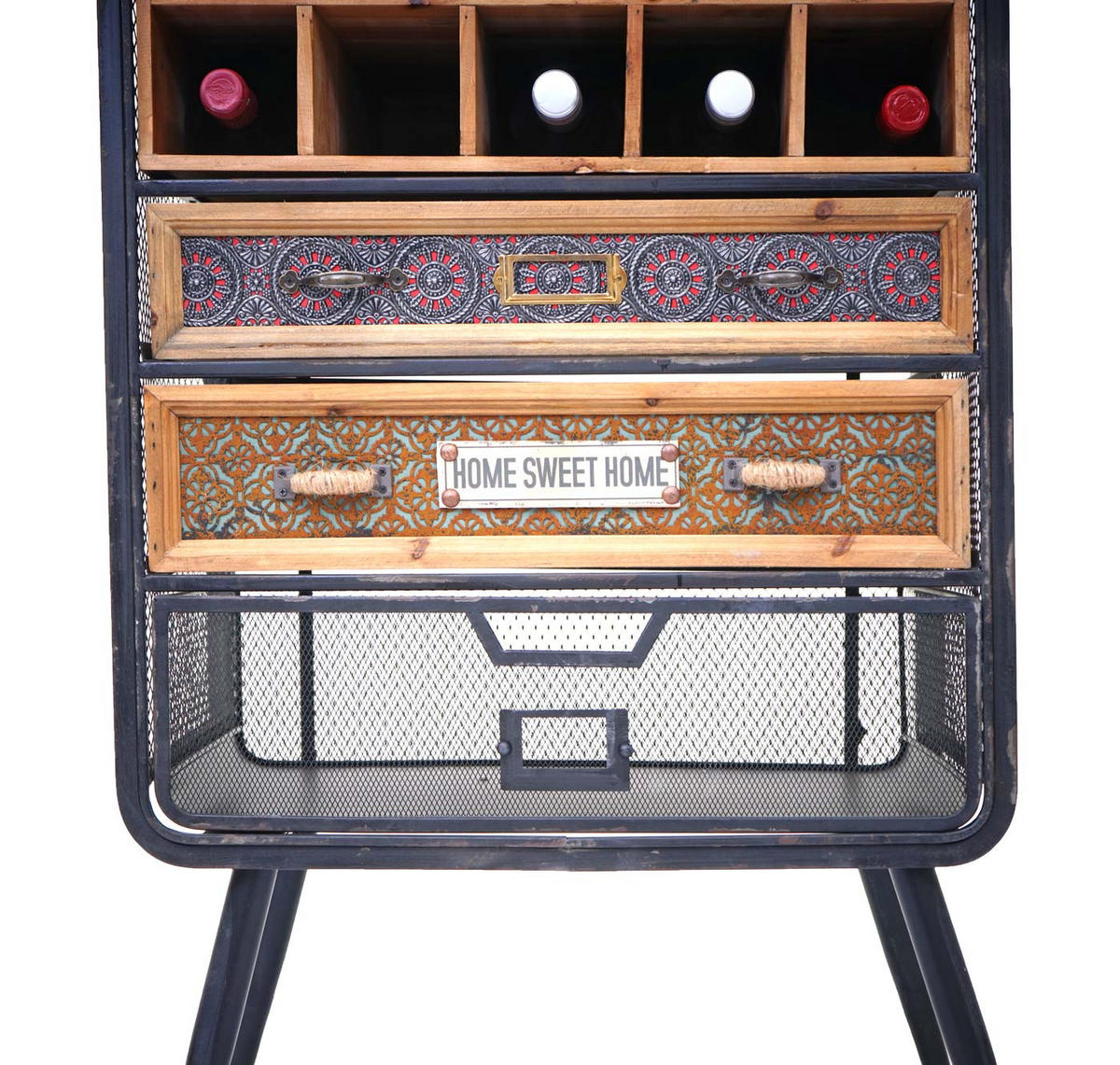 WEINREGAL Schwarz, Braun - Schwarz/Braun, Holz (57/157/38cm) - MCW