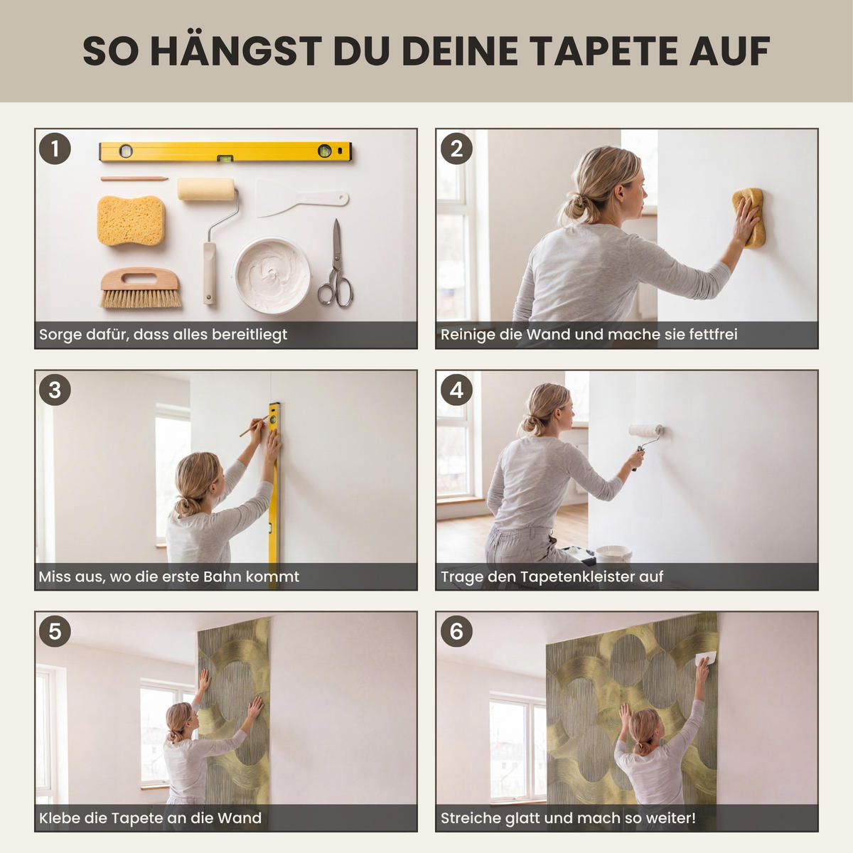 TAPETE - Modern - Geometrisch - Gold - 350x200 cm - Goldfarben, Papier (350/200cm) - OnlyWow