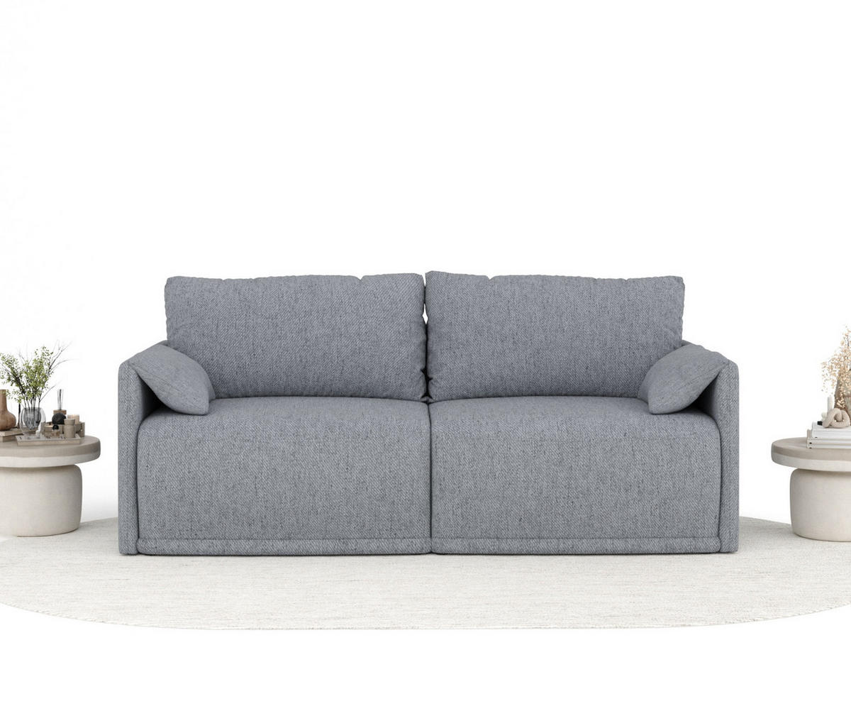 SCHLAFSOFA MIT ECKSOFA-FUNKTION Nappa Grau Webstoff - Schwarz/Grau, Holz/Holzwerkstoff (215/100/112cm) - Maison de Reve