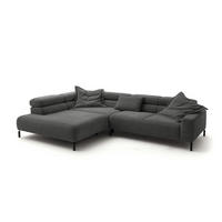 ECKSOFA DELIA Grau Cord - Schwarz/Grau, Textil/Metall (312/219cm) - KAWOLA