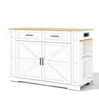 KÜCHENINSEL DE-41365 130(205)/50/93 cm, ausziehbare Arbeitsplatte Weiß - Weiß, Holzwerkstoff (130/93/50cm) - ComfortXL