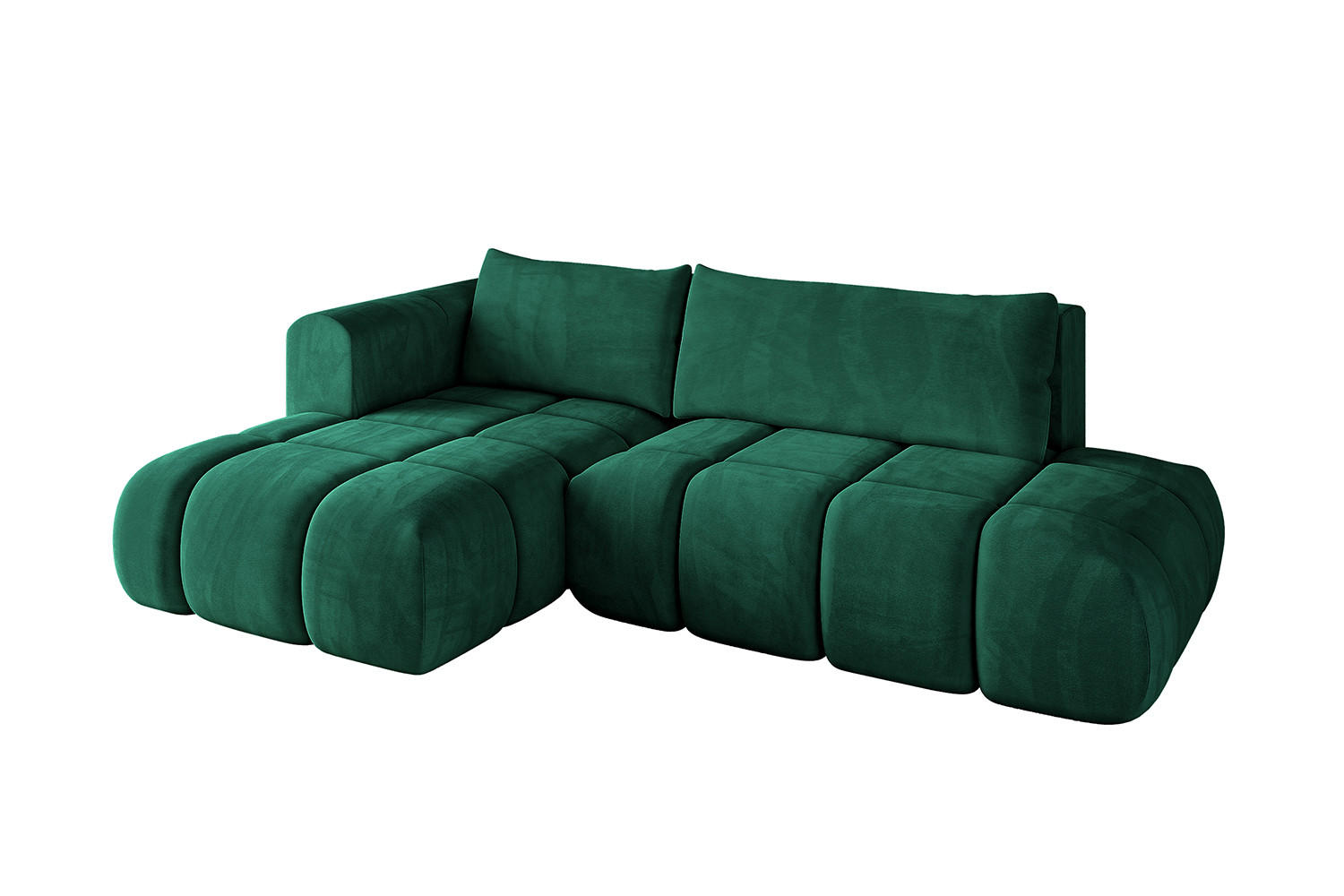 ECKSOFA Ottomane Links CLOUD-L 289x180x40 Dunkelgrün Velours - Dunkelgrün, Holzwerkstoff/Kunststoff (180/289cm) - ALTDECOR