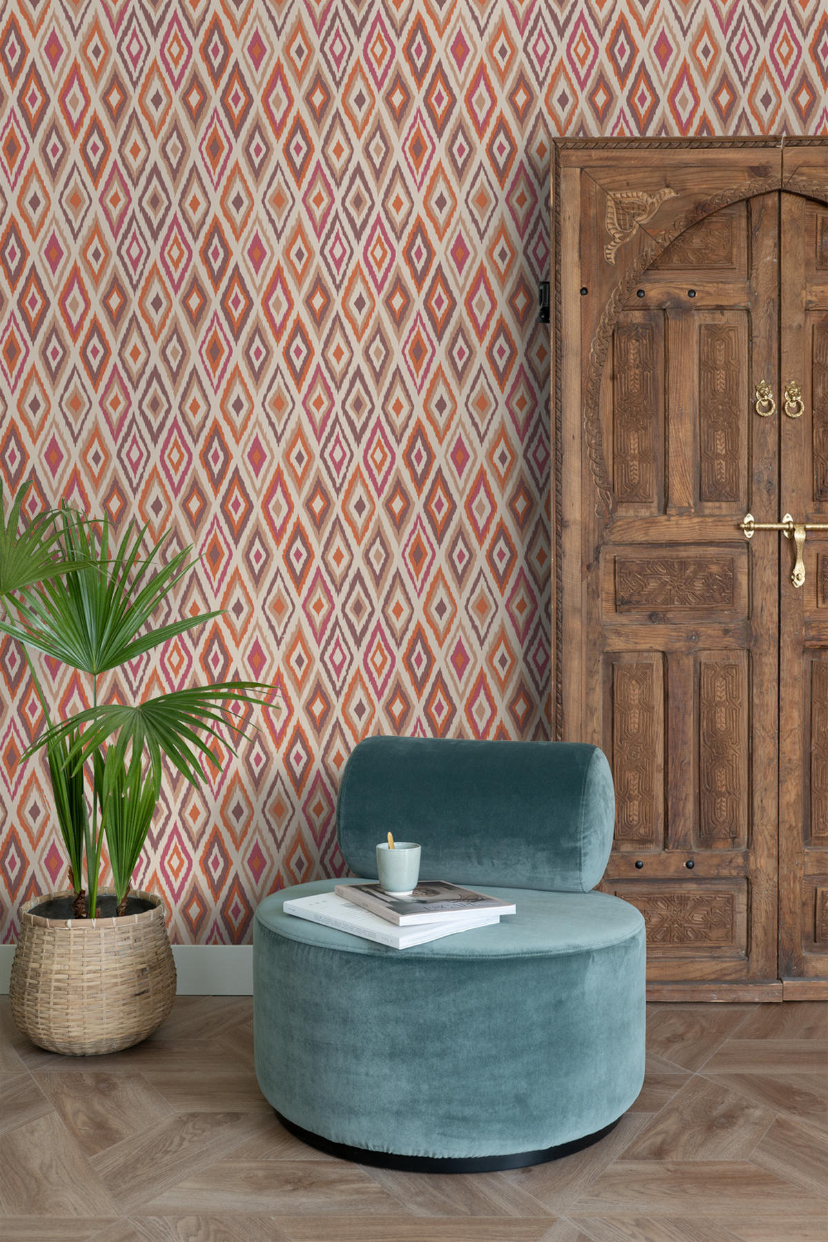 TAPETE Karomuster 50 x 900 cm - Terracotta, Papier (50/900cm) - ESTAhome