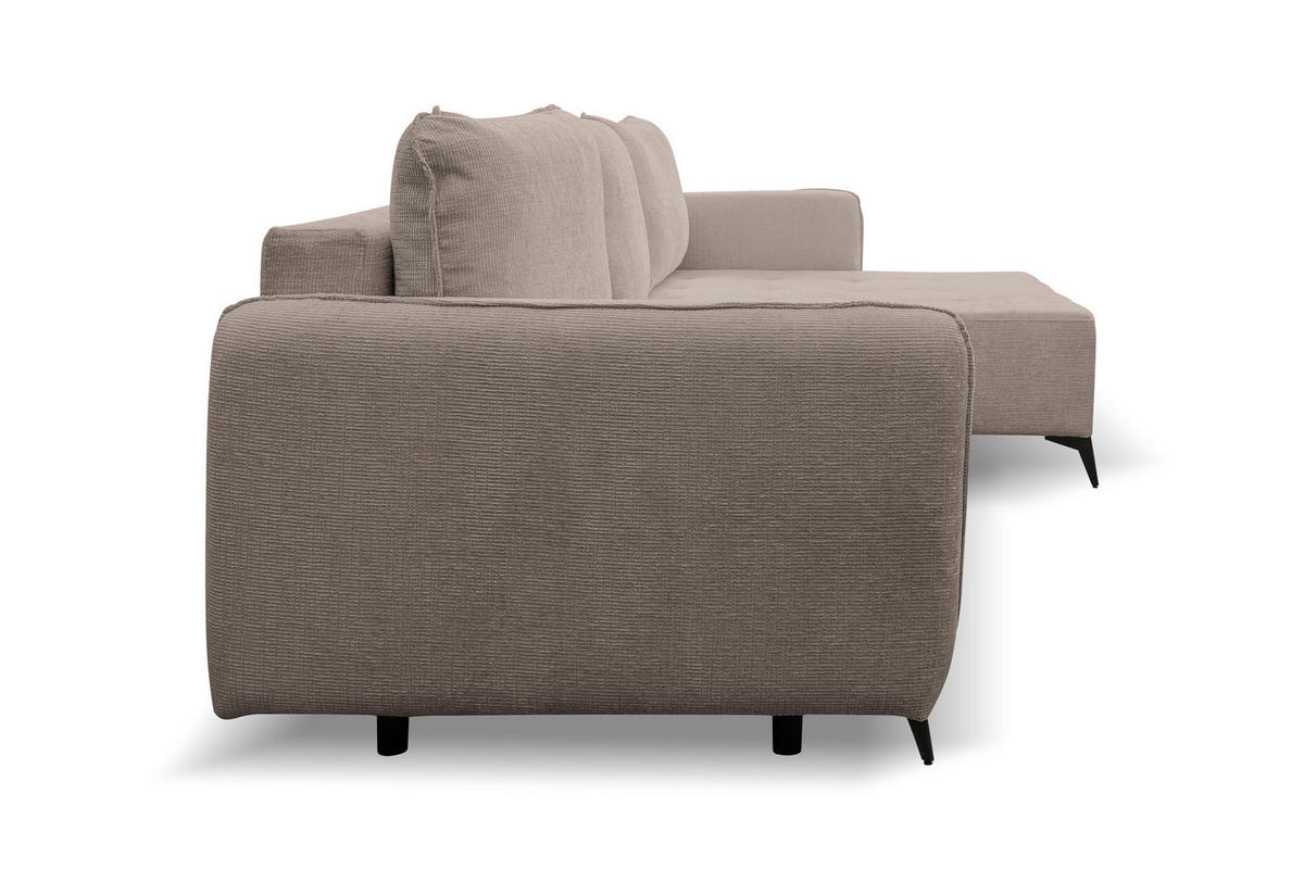 ECKSOFA Lucky in L-Form mit Schlaffunktion und Bettkasten, Farbe: Braun, Strukturstoff, Ottomane Links oder Rechts - Braun, Textil (275/160cm) - VENASI MÖBEL
