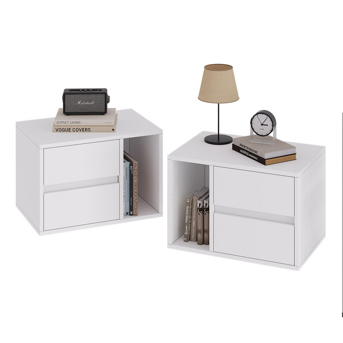 NACHTTISCH Vimogo Weiß 2er Set - Weiß, Holzwerkstoff (50/34/34cm) - Vicco