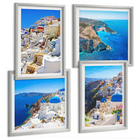 BILDER SET 4er Set - 50x50 cm & 40x60 cm Silberner Rahmen - Architekturlandschaft Oia Santorin Griechenland - Silberfarben, Kunststoff (50/50cm) - TULUP